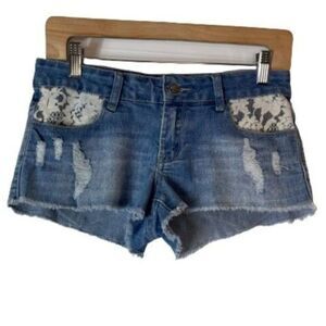 Iris Jeans Lace Trim Jean Cutoff Shorts Size M Medium